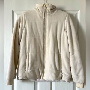 Altar’d State White Corduroy Puffed Zip-up